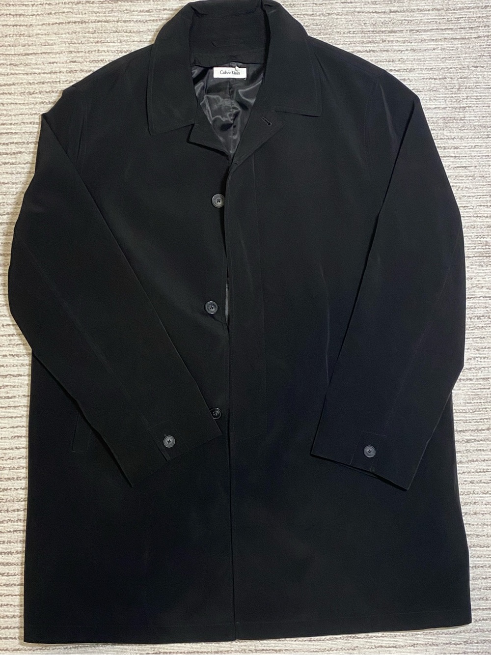 Calvin Klein Black Trench Coat Size 48R Men’s - Picture 2 of 6
